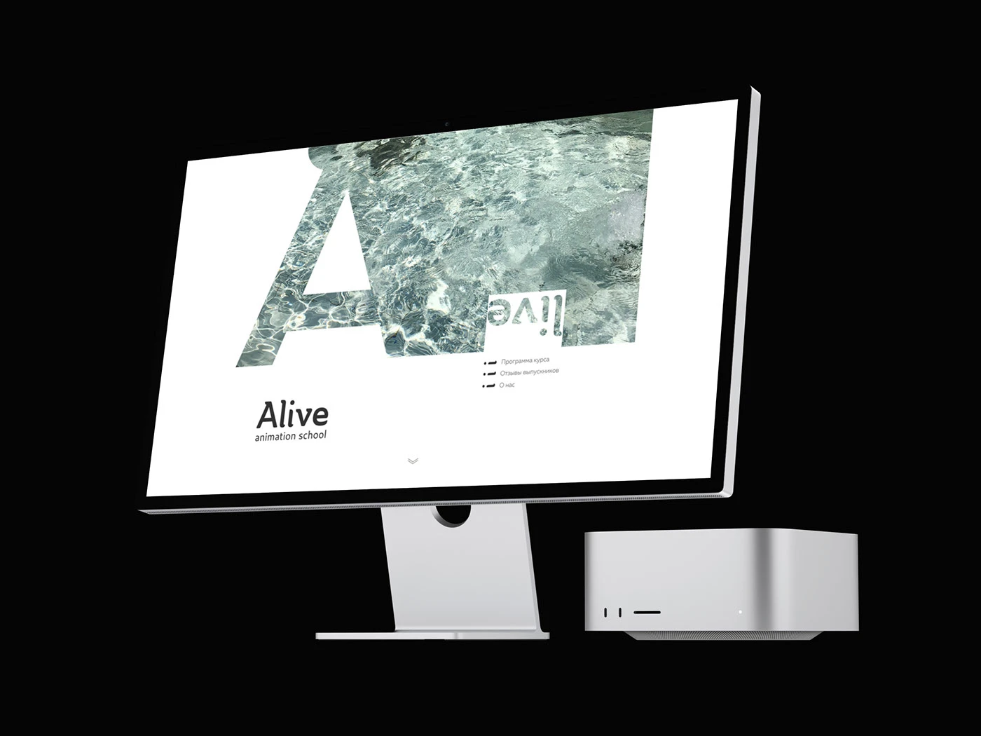The animation school home screen on a monitor