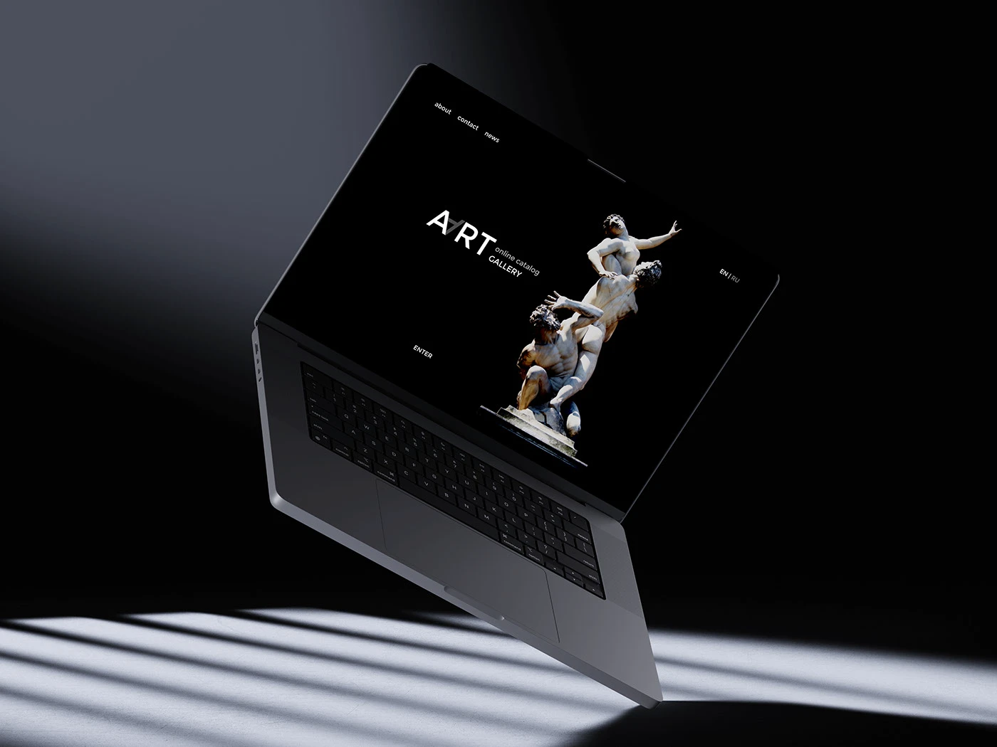 The gallery catalogue home screen on a laptop
